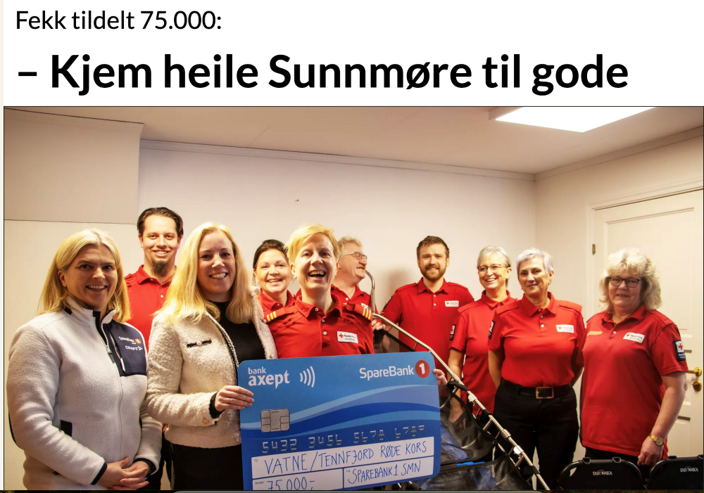 Featured image for Vatne og Tennfjord Røde Kors fikk 75 tusen